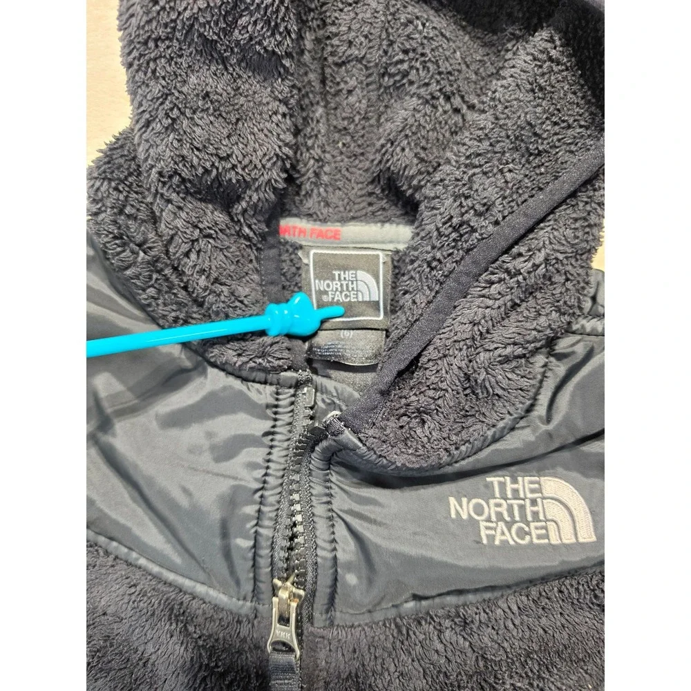 The North Face Boys Chimborazo Full Zip Hooded Fleece Jacket Black Flaw Sz 6